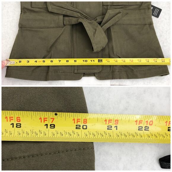 Express Utility Jacket Oversized Pockets Belt Cotton Twill Stretch Size XS Olive - Picture 13 of 16
